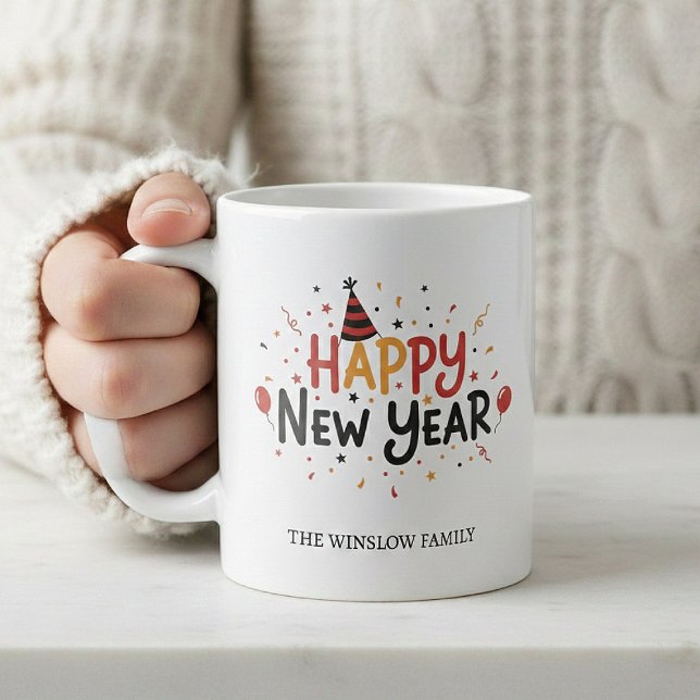Caneca De Café Happy New Year Mug Personalized Family Name custom (Criador carregado)