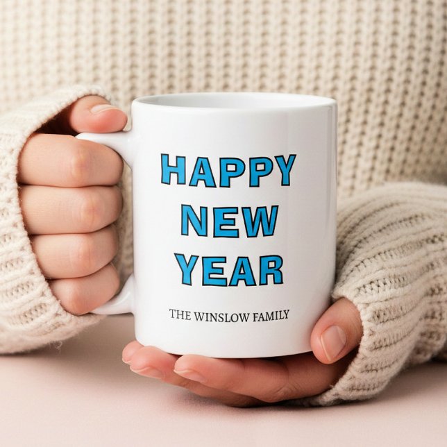 Caneca De Café Happy New Year Mug Personalized Family Name custom (Criador carregado)