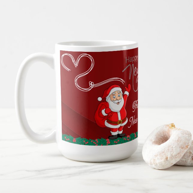Caneca De Café Happy New Year Mug – Premium Celebration Design (Com Donut)