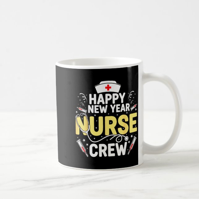 Caneca De Café Happy New Year Nurse Shirt, Fireworks Stethoscope  (Direita)