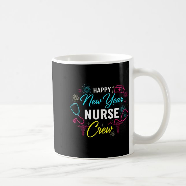 Caneca De Café Happy New Year Nurse Shirt, Fireworks Stethoscope  (Direita)