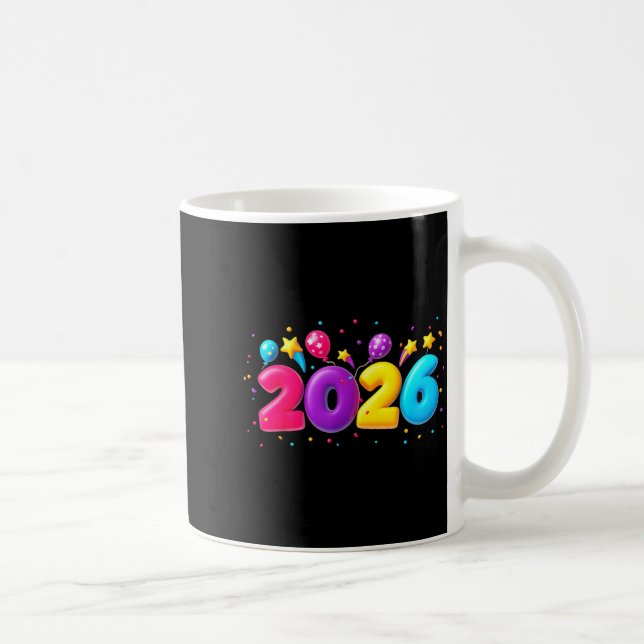 Caneca De Café Happy New Year Party 2026 Ballon Family Matching M (Direita)