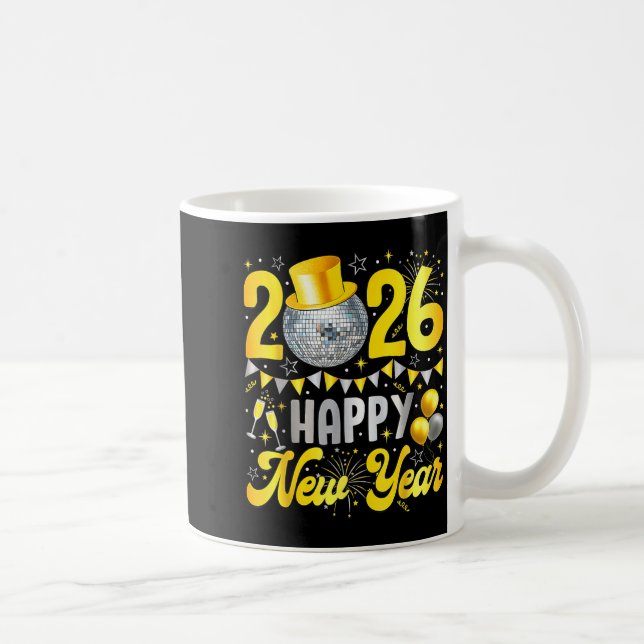Caneca De Café Happy New Year Party 2026 Balloon Family Matching  (Direita)