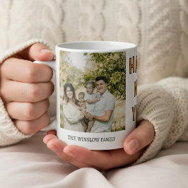 Caneca De Café Happy New Year  Personalized Family Name Photo 