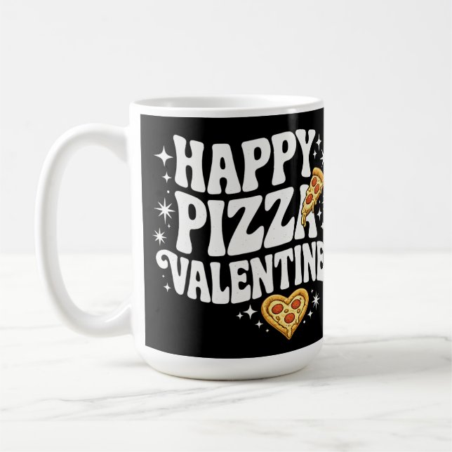 Caneca De Café Happy Pizza Valentine Funny Pizza Love Design (Esquerda)