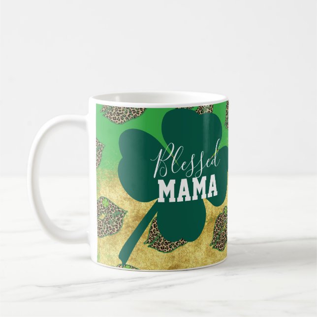 Caneca De Café Happy St Patricks Day Blessed Mom Mama  (Esquerda)