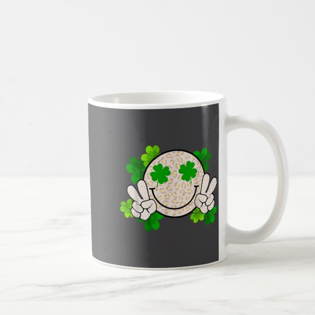 Caneca De Café Happy St Patrick's Day Leopard Smile Face Irish Sh (Direita)