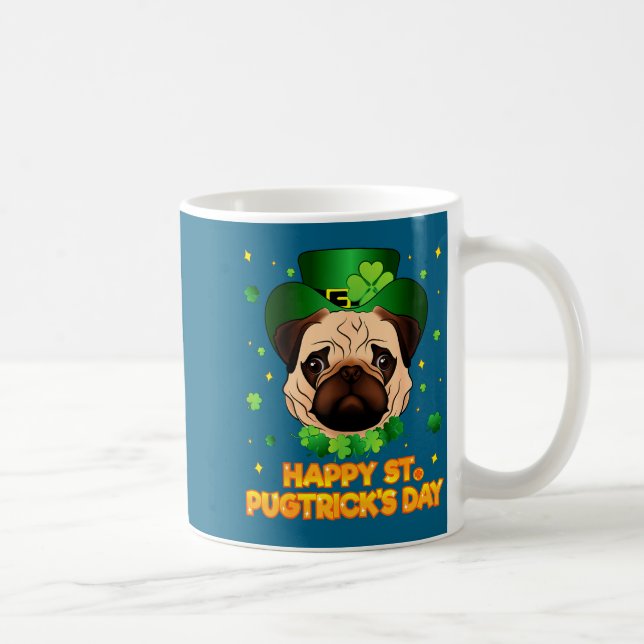Caneca De Café Happy St Patricks Pugtricks Day Irish Pug Leprecha (Direita)