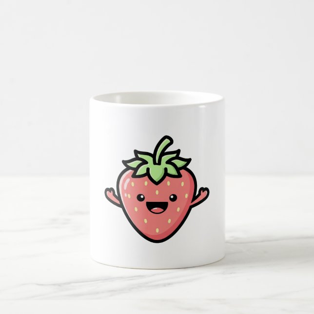 Caneca De Café Happy Strawberry – Cute Kawaii Illustration (Centro)