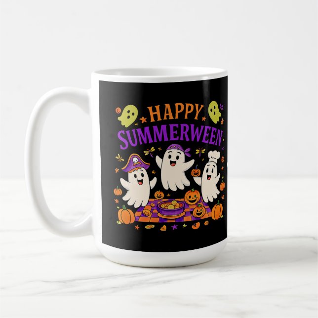 Caneca De Café Happy SummerEntre Halloween Spooky Summer Ghost (Esquerda)