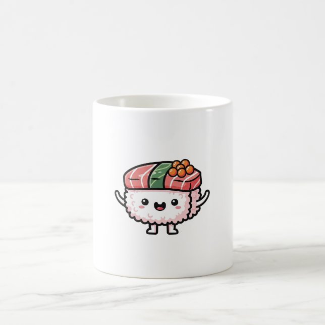 Caneca De Café Happy Sushi Slice – Cute Kawaii Illustration (Centro)