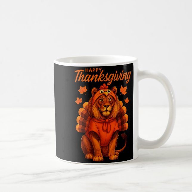Caneca De Café Happy Thanksgiving Lion Women Boys Girls Kids Outf (Direita)