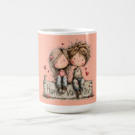 Caneca De Café Happy Valentine Bench Duo
