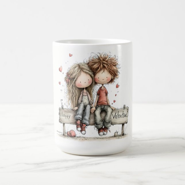 Caneca De Café  Happy Valentine Bench Illustration (Centro)