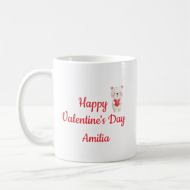 Caneca De Café Happy Valentine’s Day Cute Love Mug (Esquerda)