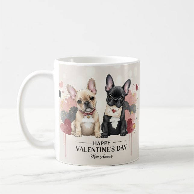Caneca De Café Happy Valentine’s Day French Bulldog Mug – Cute (Esquerda)
