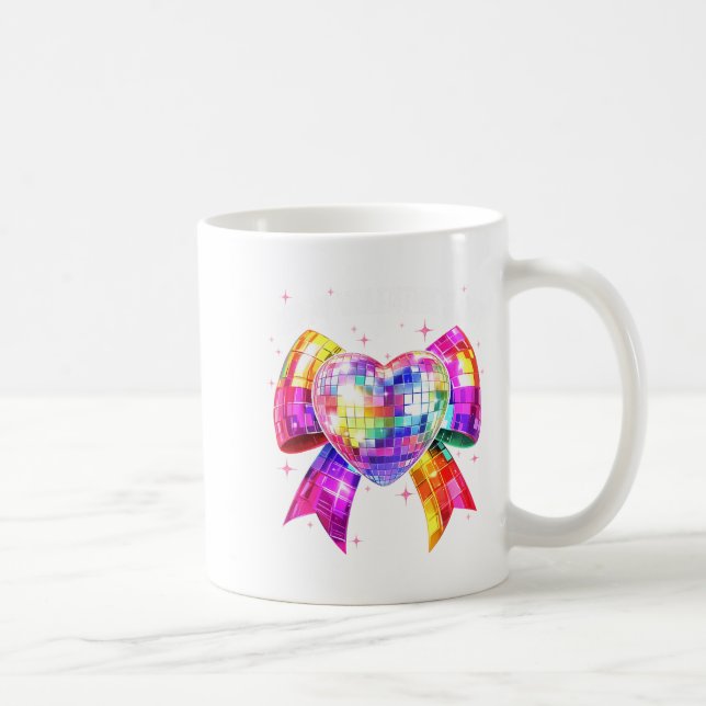 Caneca De Café Happy Valentine's Day Coquette Disco Ball Heart Gi (Direita)