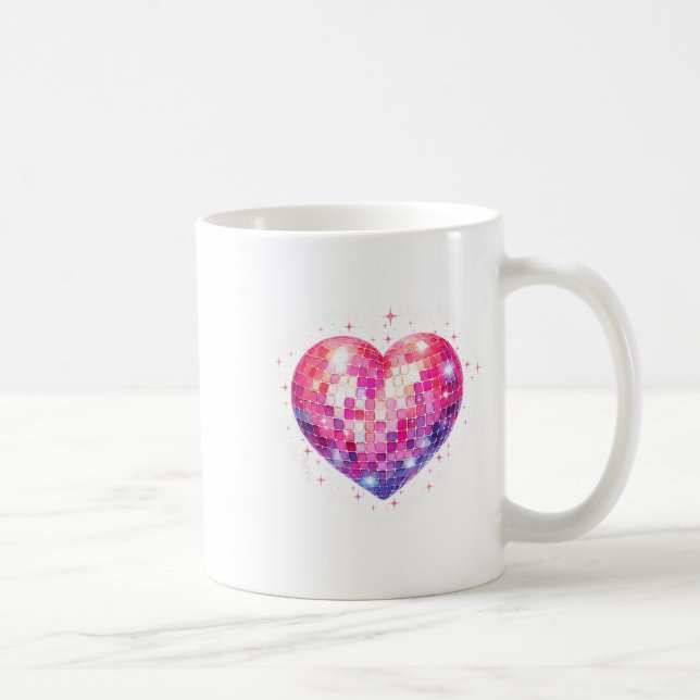 Caneca De Café Happy Valentine's Day Coquette Nk Disco Ball Heart (Direita)