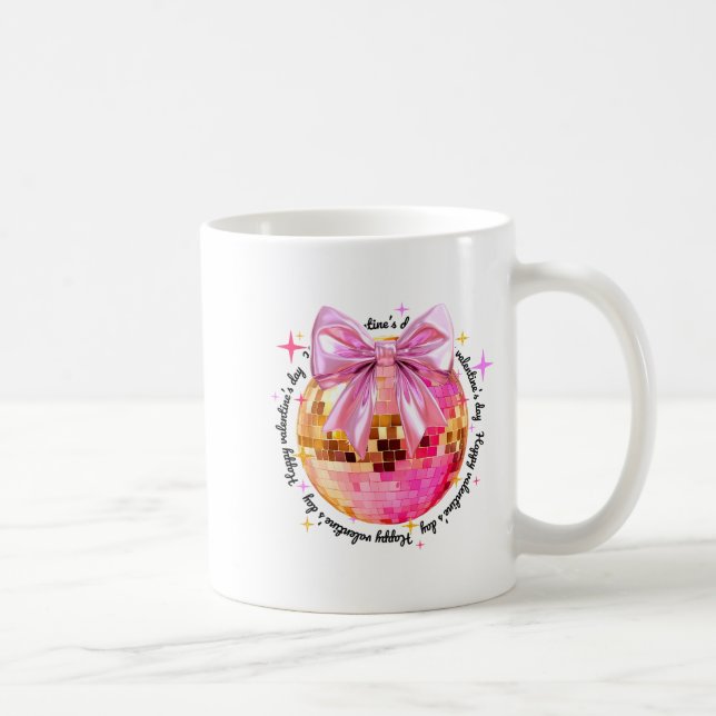 Caneca De Café Happy Valentine's Day Funny Coquette Disco Ball Gi (Direita)