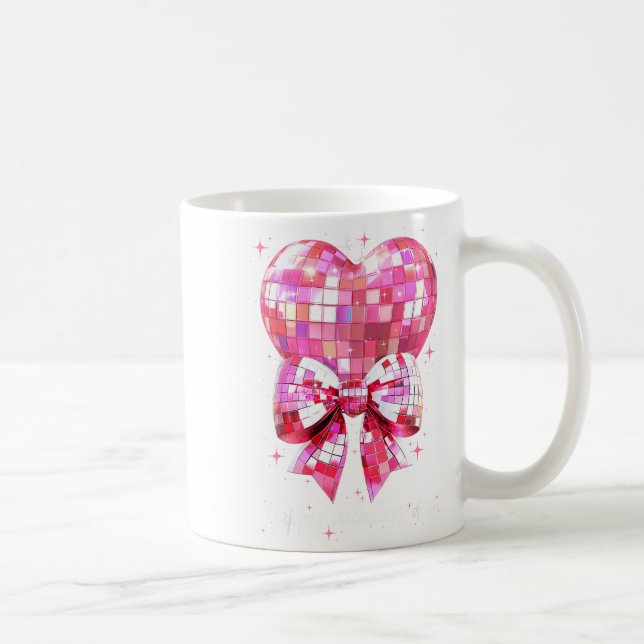 Caneca De Café Happy Valentine's Day Funny Coquette Disco Ball He (Direita)