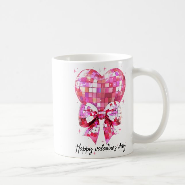 Caneca De Café Happy Valentine's Day Funny Coquette Disco Ball He (Direita)