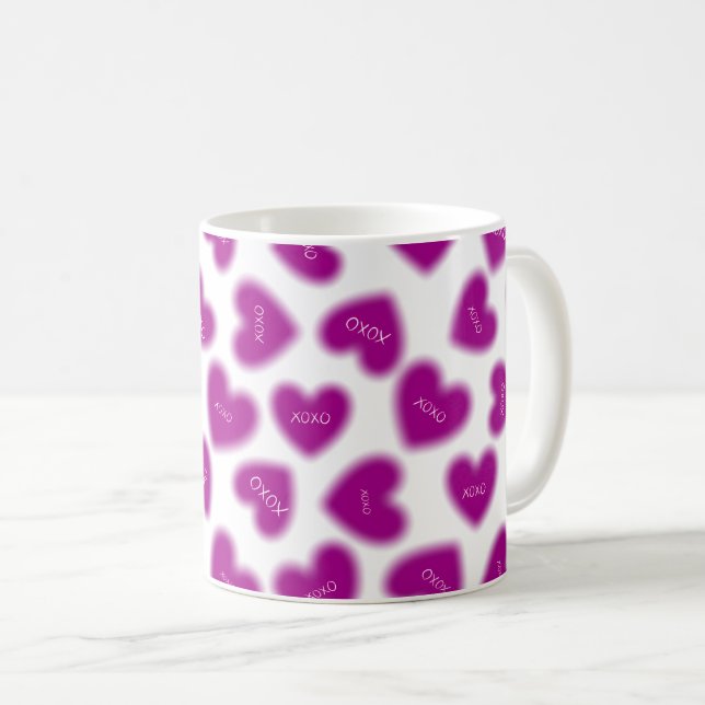 Caneca De Café Happy Valentines Day Hugs and Kisses Modern (Frente Esquerda)