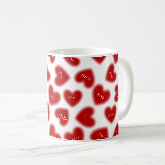 Caneca De Café Happy Valentines Day Hugs and Kisses Modern  (Frente Esquerda)