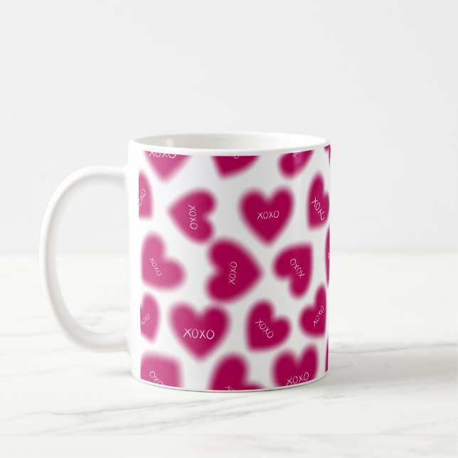Caneca De Café Happy Valentines Day Hugs and Kisses Modern  Coffe (Esquerda)
