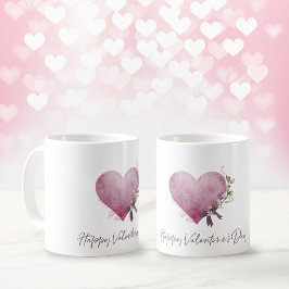 Caneca De Café Happy Valentine's Day Mug With Floral Heart