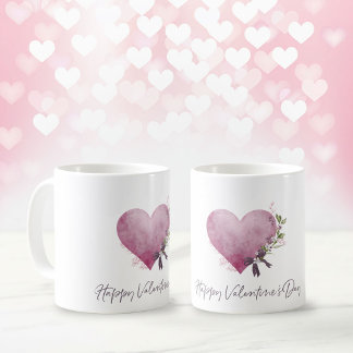 Caneca De Café Happy Valentine's Day Mug With Floral Heart