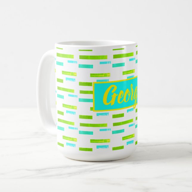 Caneca De Café Happy Vibs George Adicione Seu Nome Café Mug Cup (Frente Esquerda)