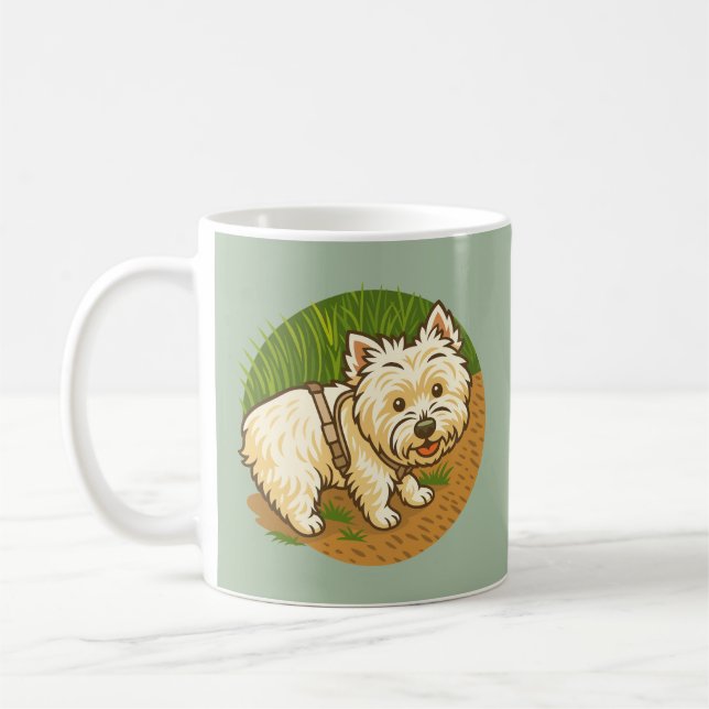Caneca De Café Happy Westie on Nature Trail (Esquerda)