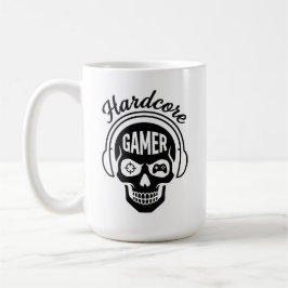 Caneca De Café Hardcore Gamer T-Shirt - Neon Retro E-Sports Skull