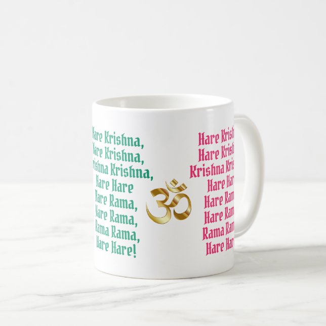 Caneca De Café Hare Krishna Mantra Mug - Oração Devocional (Frente Esquerda)