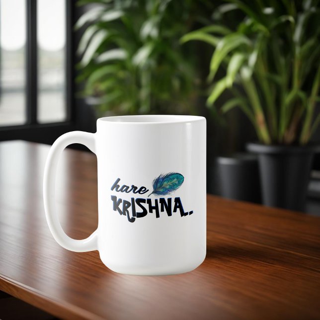 Caneca De Café "Hare Krishna" Peacock Feather Hindu (Criador carregado)