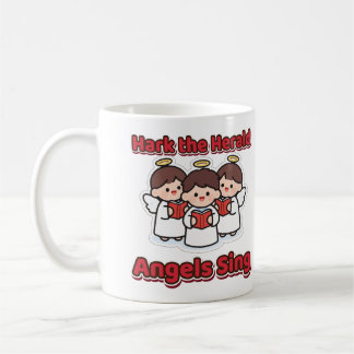 Caneca De Café Hark the Herald Angels Cantam Anjos de Natal Fofos