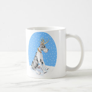 Caneca De Café Harlequin do Natal da rena de great dane