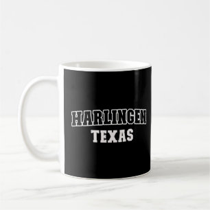 Caneca De Café Harlingen Texas Black White Athletic Lettering