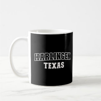 Caneca De Café Harlingen Texas Black White Athletic Lettering