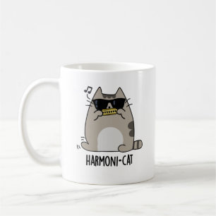 Caneca De Café Harmoni-cat Funny Harmonica Cat Pun