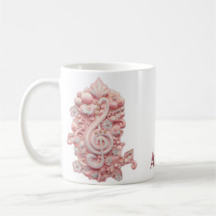 Caneca De Café Harmonia a rosa, uma majestosa e estilizada clave