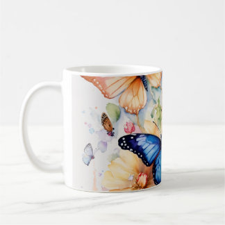 Caneca De Café Harmonia da Natureza: Borboleta e Camiseta Floral
