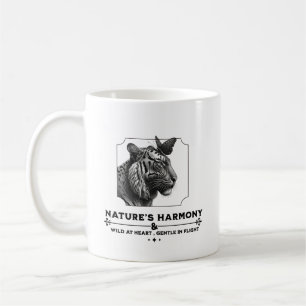 Caneca De Café Harmonia da Natureza, o Tigre e a Borboleta