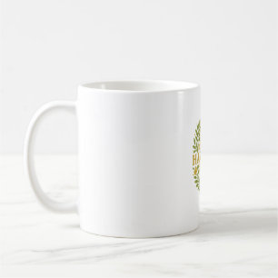 Caneca De Café Harmonia – Desenho Elegante Verde e Dourado Inspir
