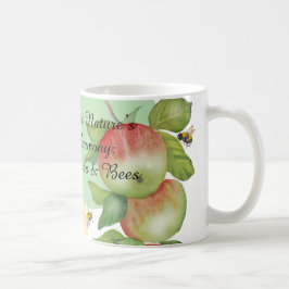 Caneca De Café Harmonia Doce: Maçãs de Aquarela e uma Abelha