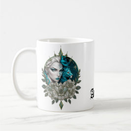 Caneca De Café Harmonia dos elementos, a mulher com leão.