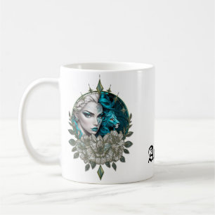 Caneca De Café Harmonia dos elementos, a mulher com leão.