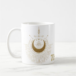 Caneca De Café Harmonia dos elementos: lua, ouro e geometria.