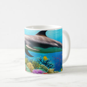 Caneca De Café "Harmonia nas Ondas: Aventura da Família Dolphin"