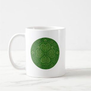 Caneca De Café Harmonia Sortuda: Mandala Celta de Quatro Folhas
